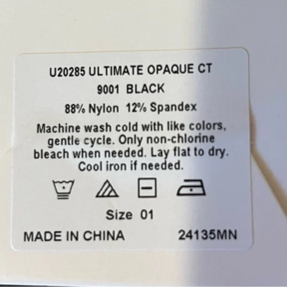 NWT- HUE- Set of 2 Total Opaque Control Top Tights. Black and Gray. Size:1 - Picture 5 of 9